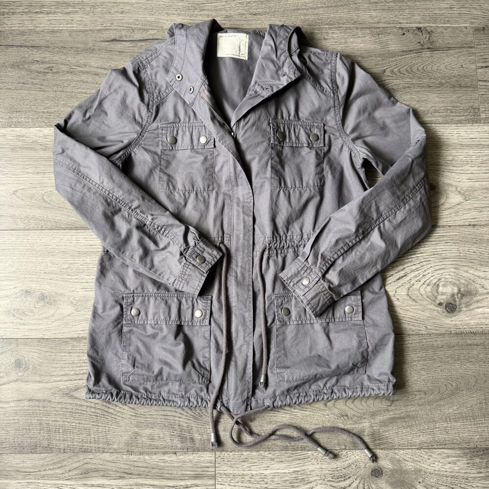 Life in Progress Women’s Casual Lightweight Hooded Utility Jacket Grey -‎ Medium